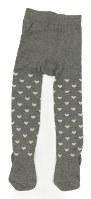 Šedé melírované punčocháče se srdíčky 