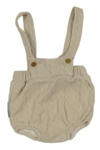 Béžové vzorované úpletové kraťasy s kšandami NURSERY TIME