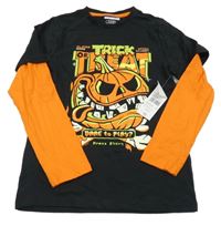 Nové - černo-oranžové triko s dýní F&F