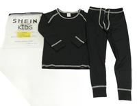 Nové - 2Set - Černé thermo triko + spodní kalhoty SHEIN
