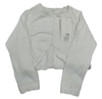 Nové - bílé propínací svetrové bolérko s perforovaným vzorem F&F