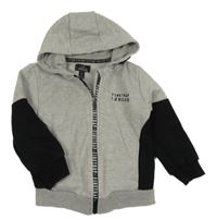 Šedo-černá melírovaná propínací mikina s logem a kapucí Firetrap