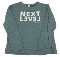 Břidlicové melírované mikinotriko s nápisy YIGGA