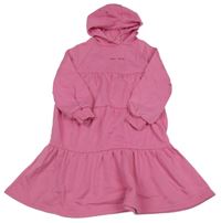 Růžové teplákové šaty s nápisem a kapucí Next