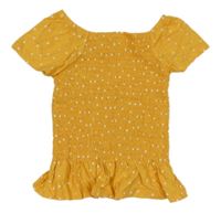 Hořčicové puntíkaté žabičkované crop tričko Topolino