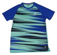 Modrozeleno-černo-safírové vzorované funkční sportovní tričko HEAD