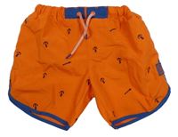 Tmavooranžovo-safírové plážové kraťasy s kotvami SeRGeNT MaJoR 