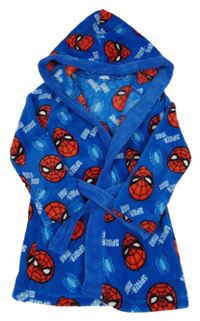 Cobaltově modro-safírový plyšový župan se Spider-many a kapucí MARVEL