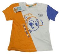 Nové - bílo-oranžovo-safírové tričko s Nemem Disney