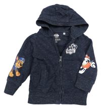 Tmavomodrá melírovaná propínací mikina s PAW PATROL a kapucí C&A