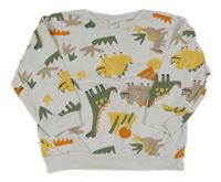 Bílá oversize mikina s dinosaury LC WaIKIKI