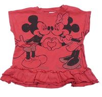 Růžové tričko s Minnie a Mickey mousem zn. Disney