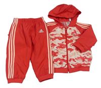 2set- Růžová šusťáková army sportovní bunda s kapucí + Kalhoty Adidas