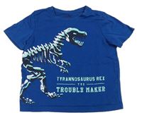 Modré tričko s kostrou dinosaura Lupilu