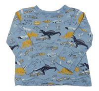 Modré triko s dinosaury a auty C&A