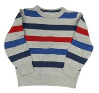 Šedo-modro-červený pruhovaný svetr H&M