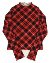 Červeno-černo-bílé kárované crop triko H&M
