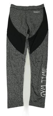 Tmavošedo-černé sportovní legíny s nápisem