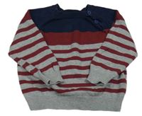 Šedo-vínovo-tmavomodrý svetr s pruhy Matalan