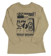 Pískové triko s reproduktorem a nápisem Primark