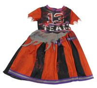 Kostým - Červeno-černé šaty s číslem - roztleskávačka