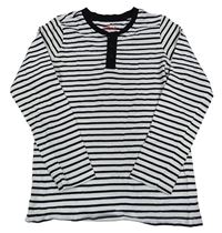 Bílo-černé pruhované triko s knoflíky TCM