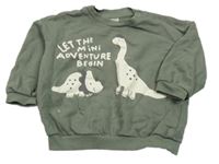 Khaki oversize mikina s dinosaury H&M
