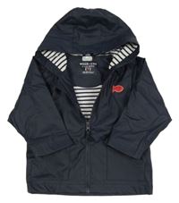 Tmavomodrá nepromokavá jarní bunda s rybou a kapucí