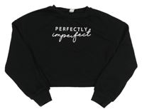 Černá crop mikina s nápisem Shein