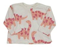 Bílé triko s dinosaury se srdíčky Zara