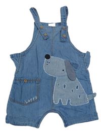 Modré podšité riflové laclové kraťasy se psem Next