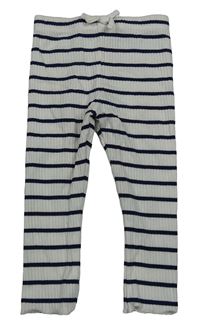 Bílo-tmavomodré pruhované žebrované legíny M&S