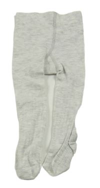 Světlešedé melírované žebrované punčocháče