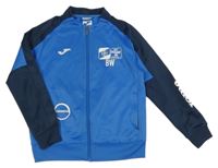 Modro-tmavomodrá sportovní propínací mikina s potiskem Joma