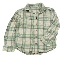 Béžovo-zeleno-tmavošedá kostkovaná flanelová košile Primark