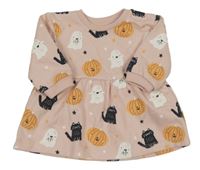 Růžové teplákové šaty s dýněmi a duchy George