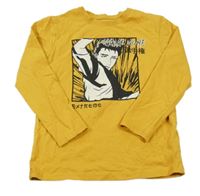 Okrové triko s klukem Primark