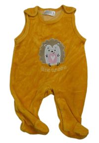 Hořčicové sametové dupačky s ježkem Ergee