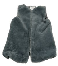 Tmavošedá kožešinová podšitá vesta Primark