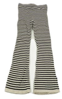 Béžovo-černé pruhované žebrované pletené flare legíny H&M