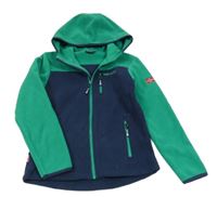 Tmavomodro-zelená fleecová funkční bunda s kapucí TrollKids
