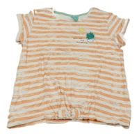 Smetanovo-meruňkové pruhované tričko s kaktusem Alive