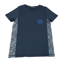 Tmavomodro-melírované sportovní tričko s jednorožcem BPC