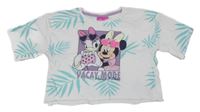 Bílé crop tričko s Minnie s Daisy a listy Disney