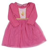 Růžové žebrované šaty s princeznou a tylovu sukní Primark