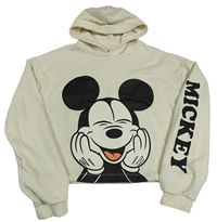 Smetanová crop mikina s Mickeym a kapucí C&A
