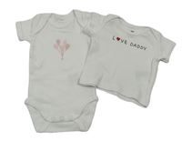 2 set - Bílé tričko s nápisem + body s balónky 