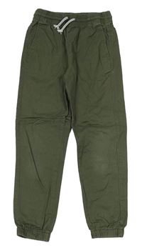 Khaki plátěné cuff kalhoty H&M