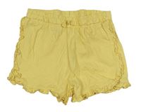 Žluté bavlněné kraťasy s volánky Nutmeg