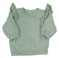 Světlezelená mikina s madeirovými volánky H&M